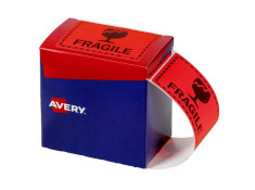 Avery 'FRAGILE' 75 x 99.6mm Fluoro Red