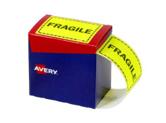 Avery 'FRAGILE' 75 x 99.6mm Fluoro Yellow