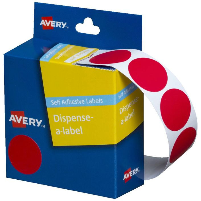 Avery DMC24R Red Self-Adhesive Round Label 500 Pack - Lowest Prices Guaranteed! | Inkjet Wholesale.