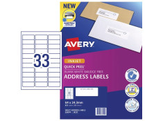 Avery J8157 Inkjet 33UP 64 x 24.3mm White