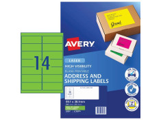 Avery L7163FG Hi-Vis Fluoro Green 25 Sheets 14 Per Page