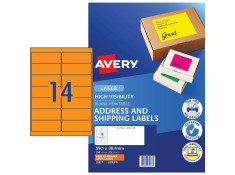 Avery L7163FO Hi-Vis Fluoro Orange 25 Sheets 14 Per Page