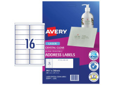 Avery L7562 16UP 99.1 x 34mm Transparent Clear