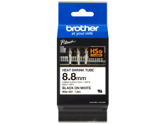 Brother HSe-221E Black on White Heat Shrink 8.8mm x 1.5m