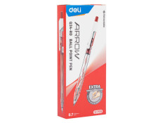 Deli Q24-RD Red Fine 0.7mm Value Retractable Ballpoint Pen 12 Pack Box