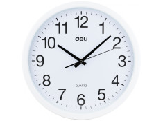 Deli Deli 9005W 30cm White Round Wall Clock