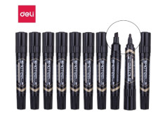 Deli Twin Tip 1mm Bullet and 5mm Chisel Black Marker
