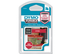 Dymo D1 Durable 1978366 White on Red 12mm x 3m