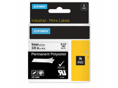 Dymo 18482 Permanent Polyester Black on White 9mm x 5.5m
