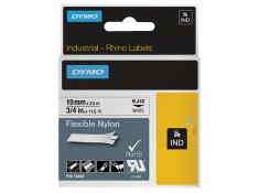 Dymo Rhino Flexible Nylon Black on White 19mm x 3.5m