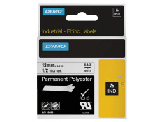 Dymo Rhino Permanent Polyester Black on White 12mm x 5.5m