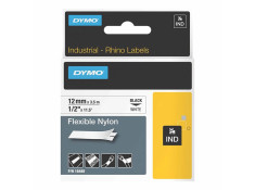 Dymo 18488 Rhino Flexible Nylon 12mm x 3.5m Black on White