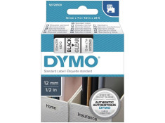 Dymo D1 Black on Clear 12mm x 7m