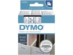 Dymo D1 Blue on White 12mm x 7m