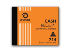 Olympic No. 714 Carbonless 125 x 100mm Duplicate 50 Leaf Cash Receipt Book