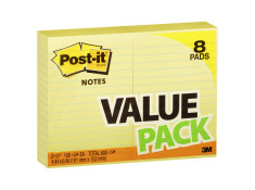 Post-It 101 x 152mm 660-8PK Yellow Lined