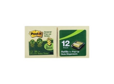 Post-It 76 x 76mm R330-12YW Greener Recycled Canary Yellow Pop-Up Sticky Notes