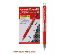 Uniball UMN152 Red Signo Micro 0.5mm Retractable Gel Ink Rollerball Pen